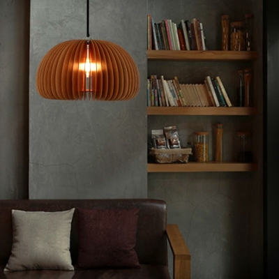 Minimalism Hanging Pendant Lights Wood Basic Drum for Living Room