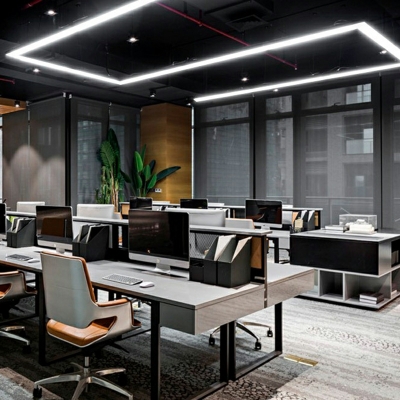 Modern Minimalist LED Strip Aluminum Pendant Light in Black for Office and Gym
