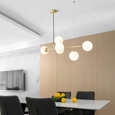 Simplicity Island Chandelier Lights White Glass for Dinning Room