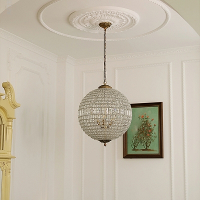 1 Light Contemporary Style Globe Shape Crystal Hanging Pendant Light