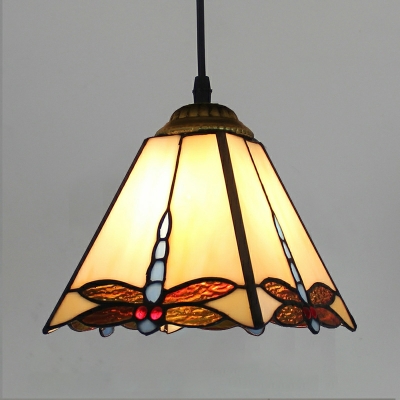 1 Light Tiffany Style Geometric Shape Metal Hanging Pendant Light