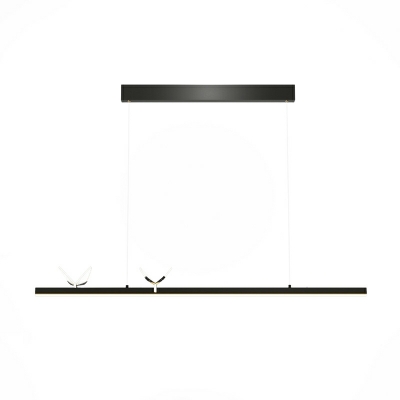 3 Lights Minimalistic Style Linear Shape Metal Pendant Chandelier