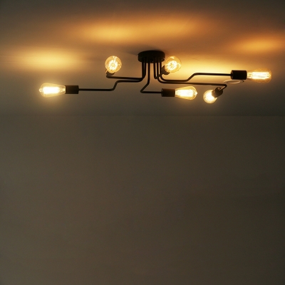 6 Lights Vintage Style Sputnik Shape Metal Ceiling Flush Mount Lights