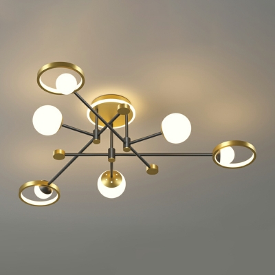 10 Lights Minimalism Style Ball Shape Metal Flush Mount Light Fixture