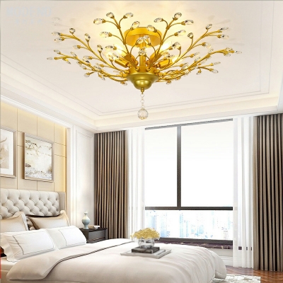 American Retro Branch Crystal Chandelier for Dining Room and Living Room