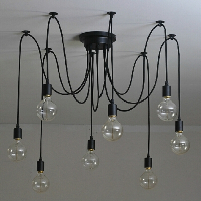 Black Ceiling Suspension Lamp Industrial Vintage for Living Room