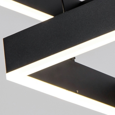 Black LED Chandelier Pendant Light Square Minimalism for Living Room