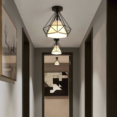 Creative Fabric Small Ceiling Lamp with Diamond Shape for Aisle and Balcony