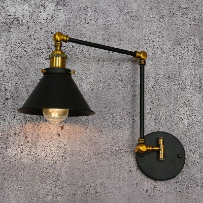 Industrial Wall Mounted Light Fixture Vintage Metal Cone for Living Room