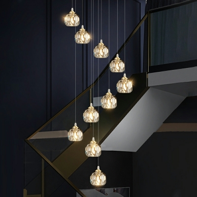 LED Minimalism Hanging Pendant Lights Crystal Globe for Living Room