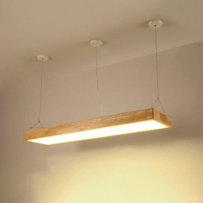 Minimalism Hanging Pendnant Lamp Wood Rectangle for Living Room
