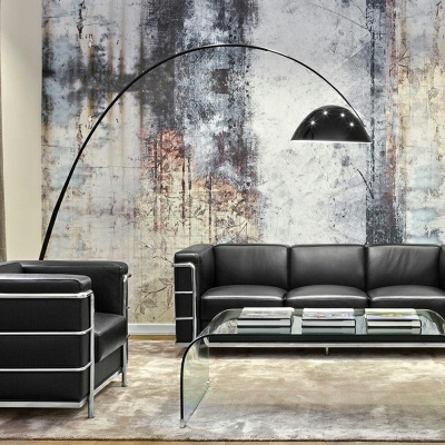 Modern Light Luxury Arched Floor Lmap in Black for Bedroom and Living Room