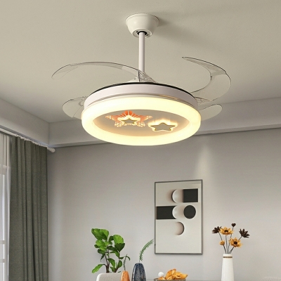 Nordic LED Creative Cartoon Ceiling Mounted Fan Light for Bedroom and Living Room