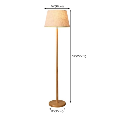 Nordic Minimalist Wooden Floor Lamp with Fabric Lampshade for Study and Bedroom