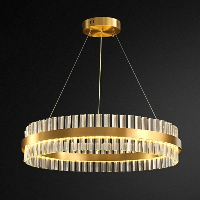 Post Modern Minimalist Full Copper Glass Chandelier for Dining Room and Living Room