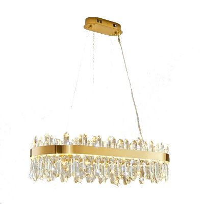 Remote Control Dimming Simple Crystal Chandelier for Living Room and Hall