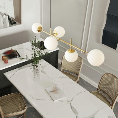 Simplicity Island Chandelier Lights White Glass for Dinning Room