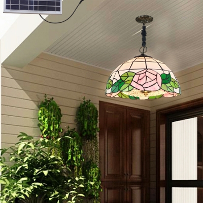 Tiffany Printed Glass Waterproof Pendant Lights for Patio and Balcony