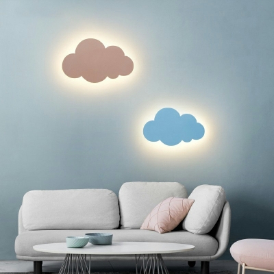 1 Light Kids Style Cloud Shape Metal Flush Mount Wall Sconce Light