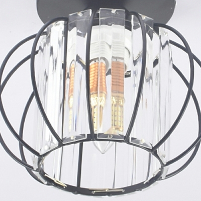 1 Light Minimalism Style Cage Shape Metal Flush Ceiling Light Fixtures