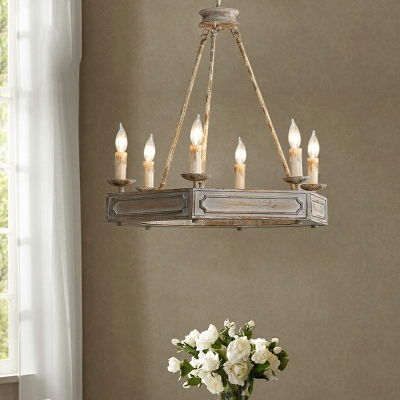 6 Lights Traditional Style Candle Shape Metal Chandelier Light Fixture