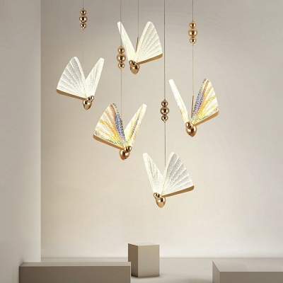 Creative Acrylic Butterfly Pendant Light for Living Room and Bedroom