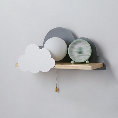 Creative Cute Cloud Wall Lamp with Shelf for Children's Bedroom