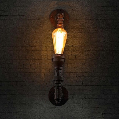 Industrial Style Retro Water Pipe Wall Lamp in Rust Color for Bar and Balcony