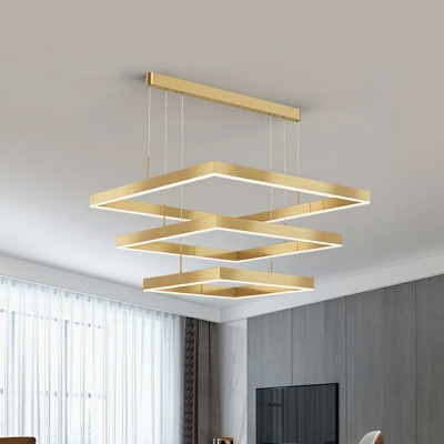 Metal Chandelier Lighting Fixtures LED Square for Living Room