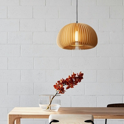 Minimalism Basic Pendant Lighting Fixtures Wood Dome for Dinning Room