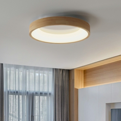 Nordic Log Style LED Round Flushmount Ceiling Light for Bedroom