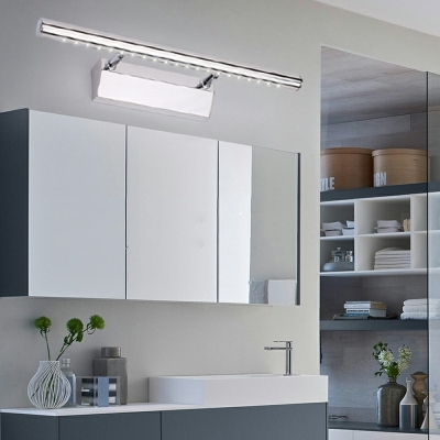 Simple LED Stainless Steel Adjustable Anti-fog Vanity Light in Silver for Bathroom