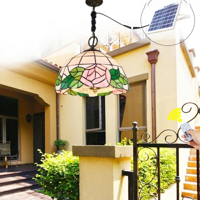Tiffany Printed Glass Waterproof Pendant Lights for Patio and Balcony