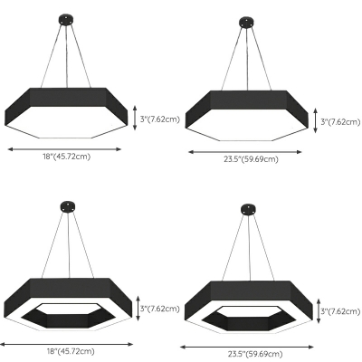 1 Light Contemporary Style Hexagon Shape Metal Hanging Pendant Light