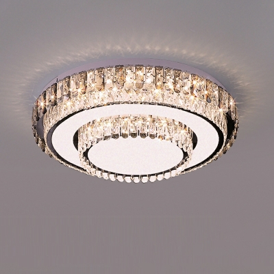 1 Light Nordic Style Round Shape Crystal Ceiling Flush Mount Lights