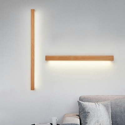 1 Light Simplistic Style Linear Shape Wood Flush Mount Wall Sconce