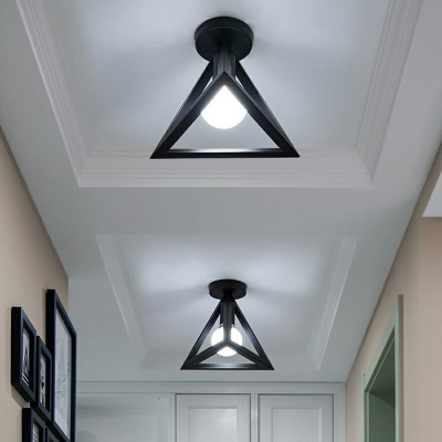 1 Light Vintage Style Geometric Shape Metal Flush Ceiling Light Fixture