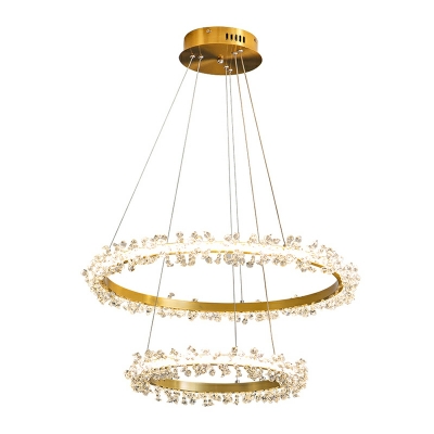 Contemporary Chandelier Lighting Fixtures Metal LED Round for Living Room