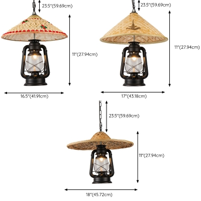 Creative Bamboo Woven Hat Pendant Lights for Restaurant and Bar