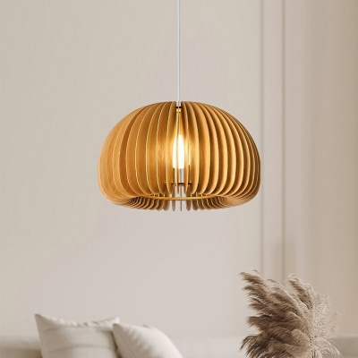 Creative Wood Art Pumpkin Pendant Lamp for Dining Room and Bedroom