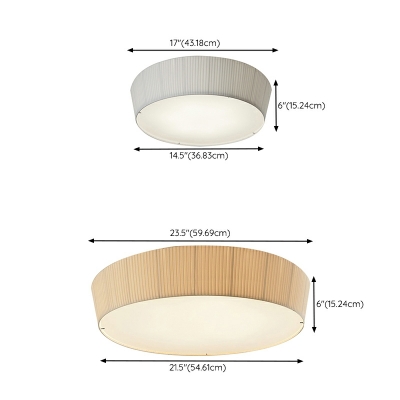 Fabric Flush Mount Ceiling Lighting Fixture Traditional Drum for Living Room