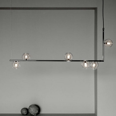 Industrial Style Minimalist Strip Glass Ball Island Lights for Restaurants and Bars