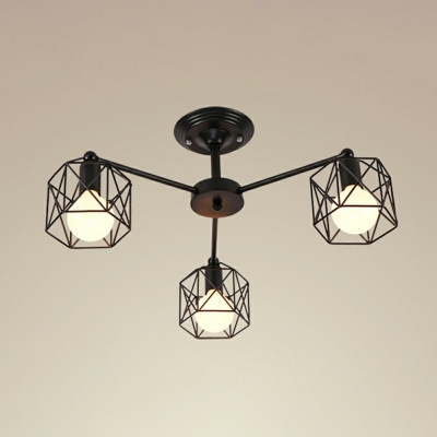 Industrial Style Personality Wrought Iron Ceiling Lamp in Black for Balcony and Living Room
