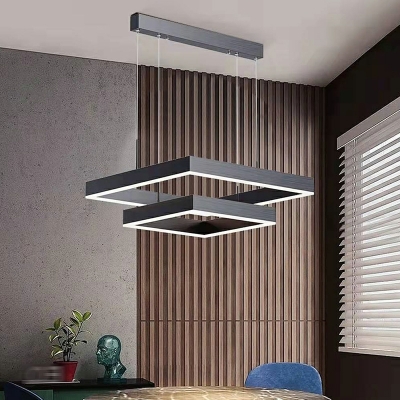 LED Chandelier Lighting Fixtures Black Square for Living Room