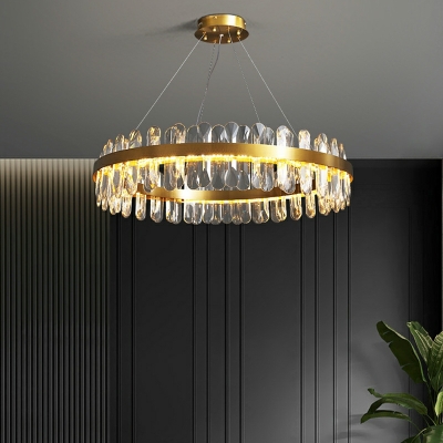 LED Minimalism Chandelier Lighting Fixture Crystal Drum for Dinning Room