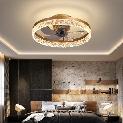 Modern Simple LED Round Ceiling Fan Light for Bedroom and Living Room