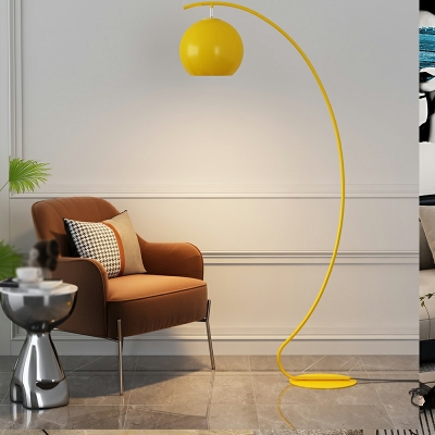 Nordic Solid Color Personalized Arc Floor Lamp for Study and Bedroom