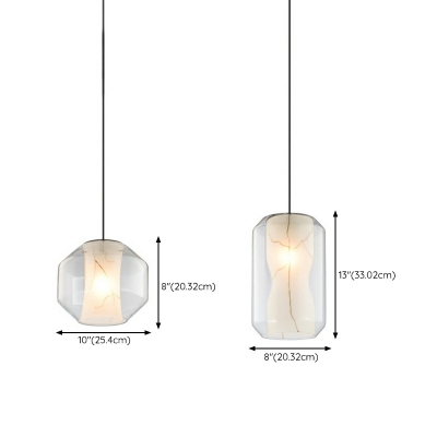 1 Light Minimalistic Style Geometric Shape Glass Commercial Pendant Lighting