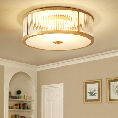American Retro Glass Flushmount Ceiling Light in Copper for Bedroom and Balcony