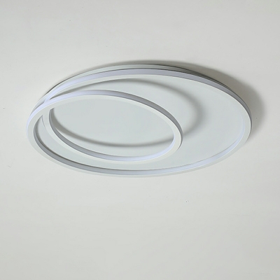 LED Minimalist Round Line Flushmount Ceiling Light in White for Bedroom